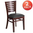thumbnail image 3 of 2 Pk. Darby Series Slat Back Walnut Wood Restaurant Chair - Black Vinyl Seat, 3 of 8
