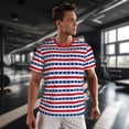 thumbnail image 3 of Wukai Stars And Stripes Print Men's Short-Sleeved Mesh T-Shirt,Quick-Dry Short Sleeve Workout T-Shirt-3X-Large, 3 of 8