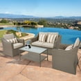 thumbnail image 3 of SUNCROWN 4 Piece Outdoor Furniture Patio Conversation Set All-Weather Wicker Chairs, Gray, 3 of 6