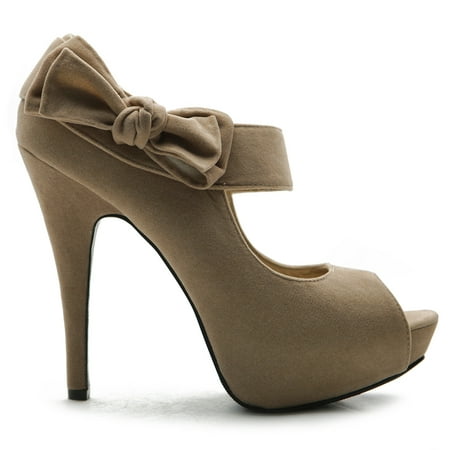 

Ollio Women s Shoes Platform Open Toe High Heels Ribbon Accent Multi Colors Pumps ZM13909