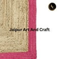 thumbnail image 3 of Jaipur Art And Craft Pink Beige Border Jute Area Rug Rectangle Hand Braided Carpet (6x9 Sq ft), 3 of 5