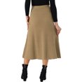 thumbnail image 3 of INSPIRE CHIC Women's Ribbed Knit A-Line Skirts Elastic High Waist Stretchy Sweater Midi Skirt S Dark Khaki, 3 of 6