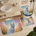 thumbnail image 5 of Cute Cat Print Shower Curtain 4-Piece Bathroom Decor Set, Includes Large 72" x 72" Shower Curtain, Toilet Cover Mat, U-Shaped Mat, Non-Slip Floor Mat, 5 of 7