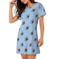 thumbnail image 2 of Easygdp Brown French Bulldog Camisón de manga corta para mujer, informal, estampado, 2 of 6