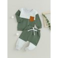 thumbnail image 3 of BblyThe Toddler Baby Boys Fall Outfits 0 6 12 18 24 Months 2T 3T Contrast Color Long Sleeve Sweatshirt and Elastic Pants Clothes Set, 3 of 9