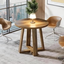 Seminar Style Table Tribesigns Oval Conference Table 47.24 Inches for 4 People, Rustic Wood ...