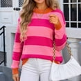 thumbnail image 7 of XuJwPNcy Women's Fashion Striped Sweater Crewneck Long Sleeve Soft Cozy Knit Pullover Top Casual Baggy Sweater, 7 of 7