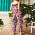 thumbnail image 5 of Women Linen Overalls Summer Casual Floral Printed Loose Fit Jumpsuits Boho Wide Leg Rompers Pants with Pockets Pink L, 5 of 6