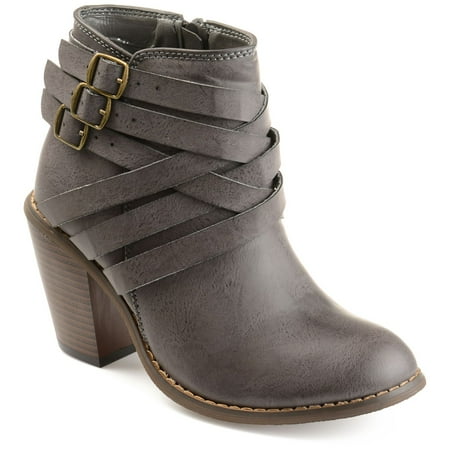 Journee Collection Strap Women's Ankle Boots Color: Gray Size: 8
