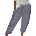 thumbnail image 2 of RXIRUCGD Fashion Womens Casual Solid Color Elastic Loose Pants With Pocket, Gray, Size: M, 2 of 6