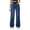 Blue, variant on Daznico Womens Pants,High Waist Washed Denim Trousers Flare Leg Casual Stretch Soft Comfortable Loose Fit Flowy Wide Pants with Elastic Waistband,Womens Trousers,Size:L