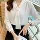thumbnail image 4 of Camisas holgadas,Suéter de cuello en V para mujer, jersey informal de manga larga, tejido de poliéster suave, versátil para uso diario, sopatenor, 4 of 6