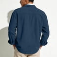 thumbnail image 5 of Domuza Corduory Button Down Shirts for Men Long Sleeve Casual Collared Wrinkle Free Shirts Lightweight Work Overshirts Navy M, 5 of 7