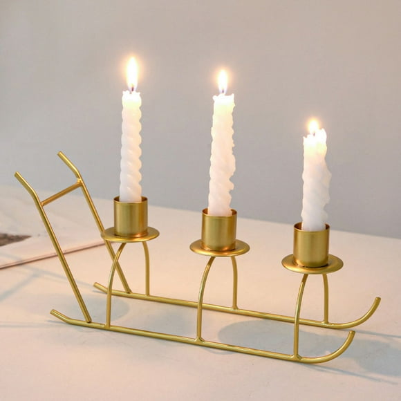 Support de Bougie Traîneau en Métal Élégant pour Décoration de Table de Vacances Idéal pour Dîners de Noël Mariages et Créer une Ambiance Festive Chaude
