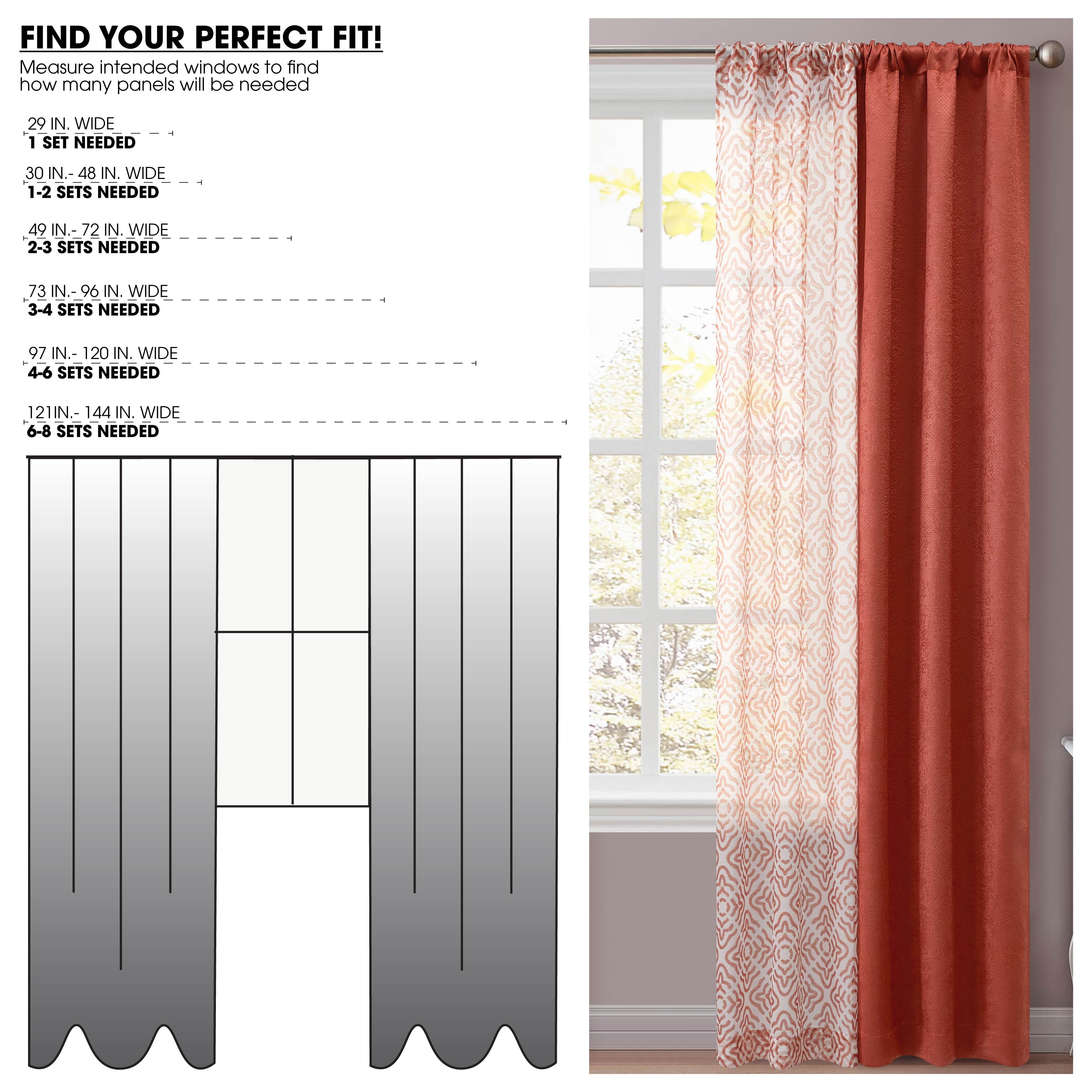 Mainstays Metallic Blackout Curtains and Sheers Set, 4 Panels, Red Canyon, 27.5" W x 84” L