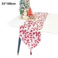 thumbnail image 2 of Caminos de mesa con patrón de impresión bronceada con borlas para decoración de boda, fiesta de Navidad, 33x180cm, 2 of 5