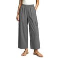 thumbnail image 2 of Bxsruta Women's Cargo Pants Wide Leg Relaxed Fit Cropped Trousers Casual Summer Everyday Wear, 2 of 5