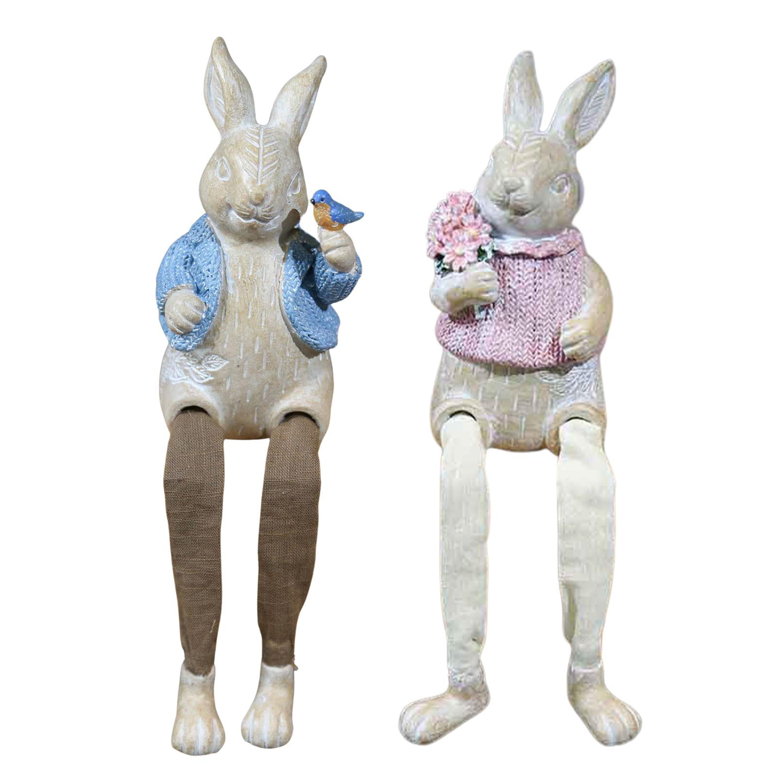 Bunny Rabbit Statue Garden Statuary Figurines Lawn Yard Ornament Resin Sculpture 