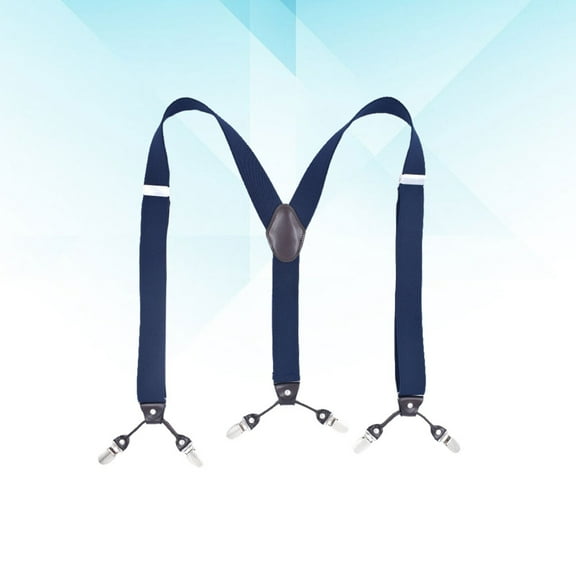 HOOWIFFY Adjustable Elastic Pants Suspenders with 6 Clips, Dark Polyester, and Comfortable for Men and Women