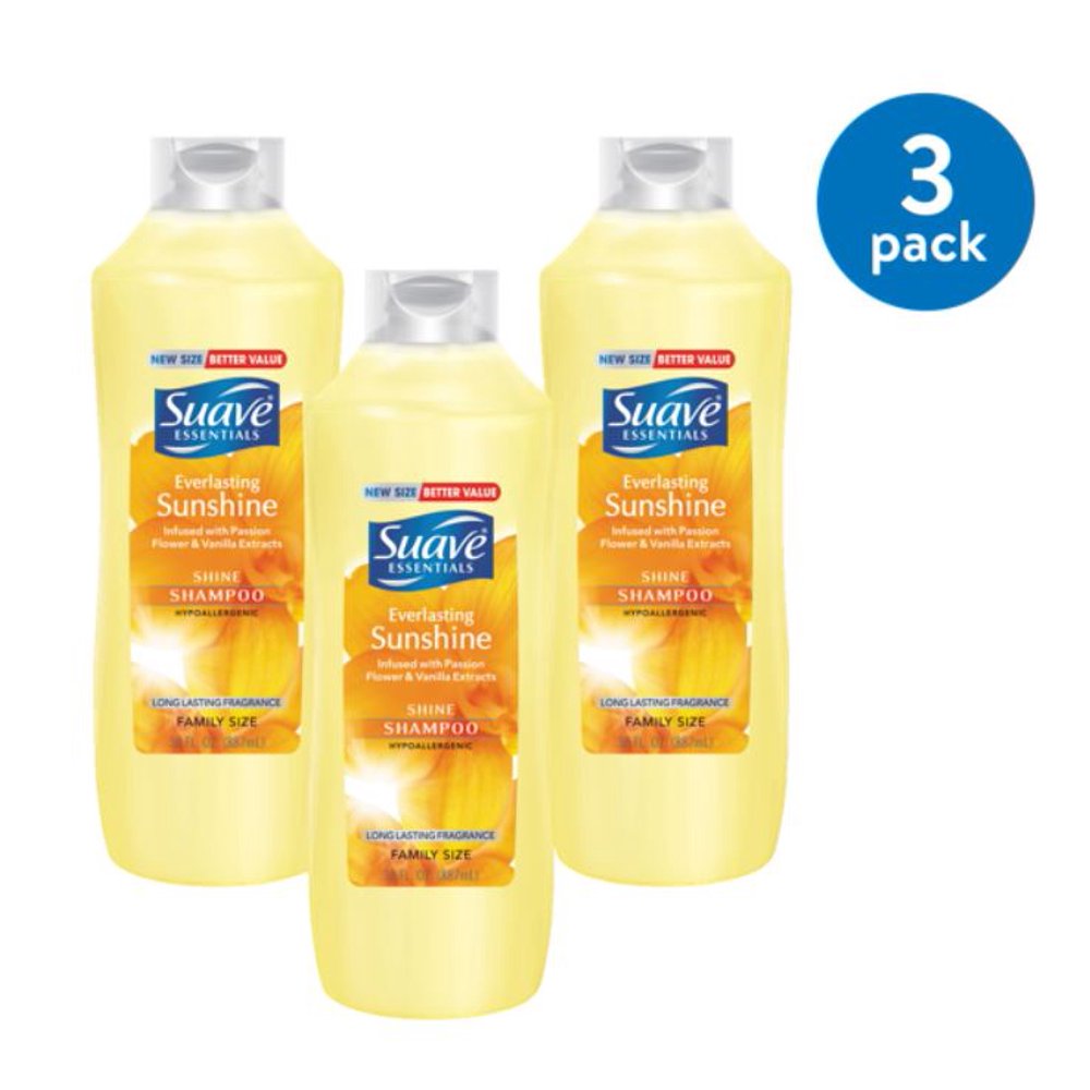 Suave Essentials Shine Shampoo, Everlasting Sunshine, 30 Fl Oz (3 Pack