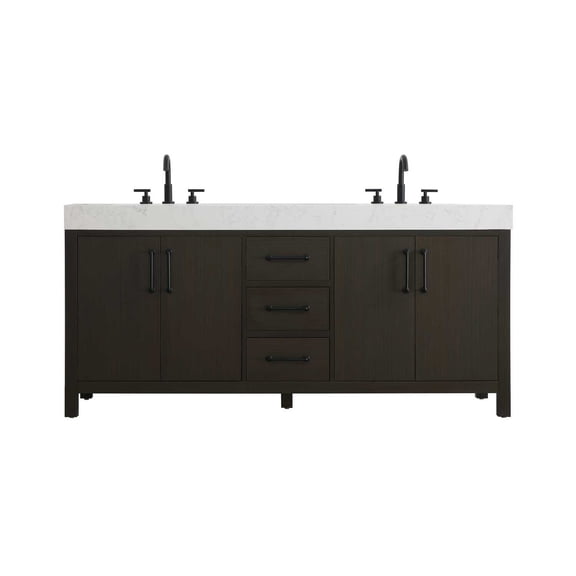 Elegant Kitchen and Bath 72 inch Double Bathroom Vanity In Mocha Brown