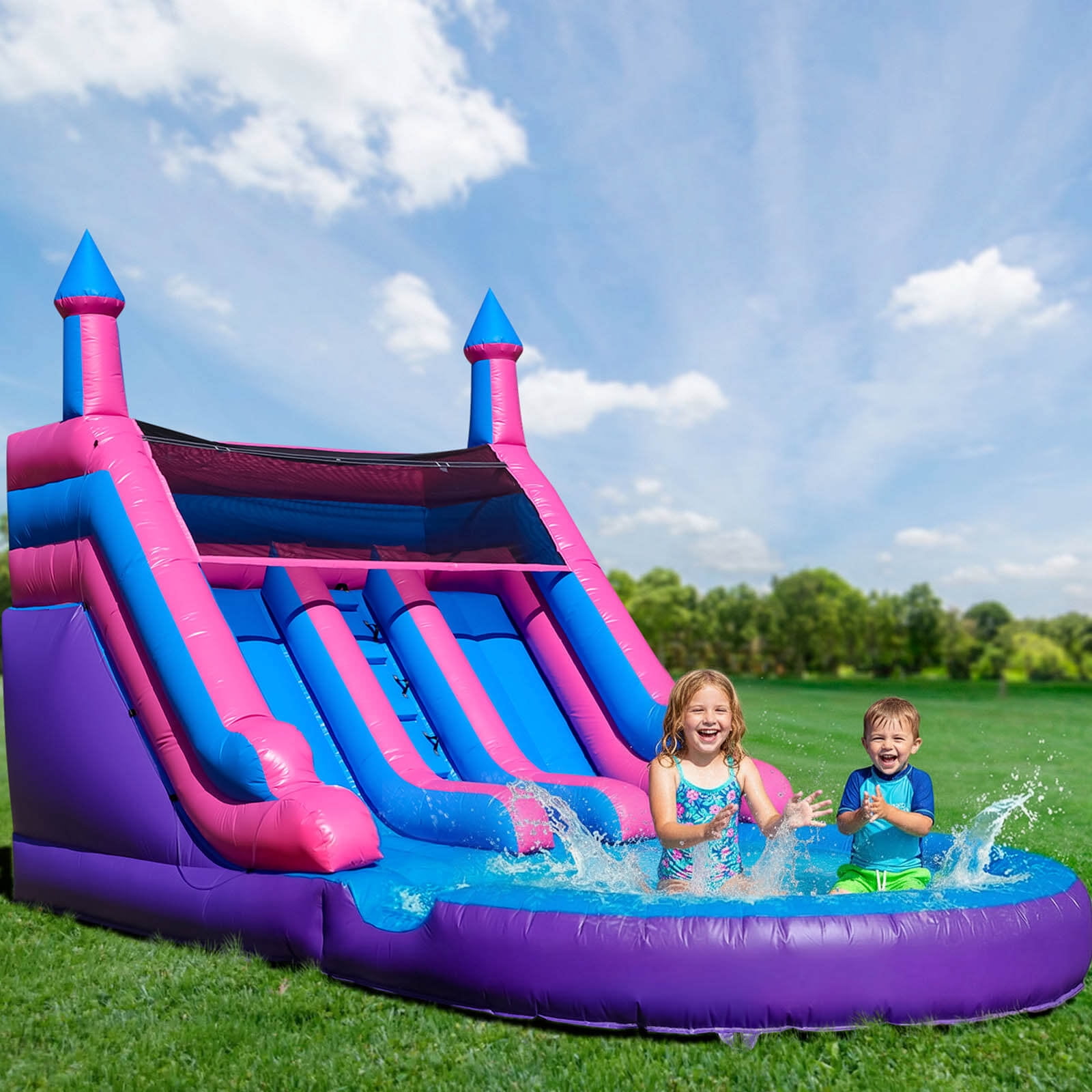 OFFMUST 21FT(L) Commercial Inflatable Water Slide for Adults Kids, Dual Lane with Big Splash Pool Blower Included