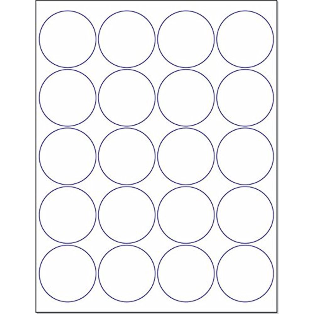 Laser / Ink Jet White Labels (2" Round for Printing with NO BLEED 20 Per Page 500 Labels
