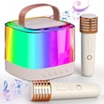 thumbnail image 1 of Mini altavoz Bluetooth para máquina de karaoke TAEMVV, 2 micrófonos, color beige, 1 of 8