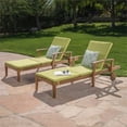 thumbnail image 2 of Mavis Outdoor Chaise Lounge With Cushion, Set of 2, Teak Finish, Green, 2 of 22