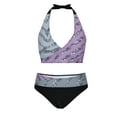 thumbnail image 4 of UTSJKR High Waisted Bikini Sets for Women Sporty Two Piece Swimsuits Comfy Color Block Bathing Suit Sexy Sling Beachwear Purple S, 4 of 7