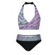 thumbnail image 4 of Conjunto de bikini de nailon con tirantes ajustables y estampado de bloques de color para mujer, 4 of 7
