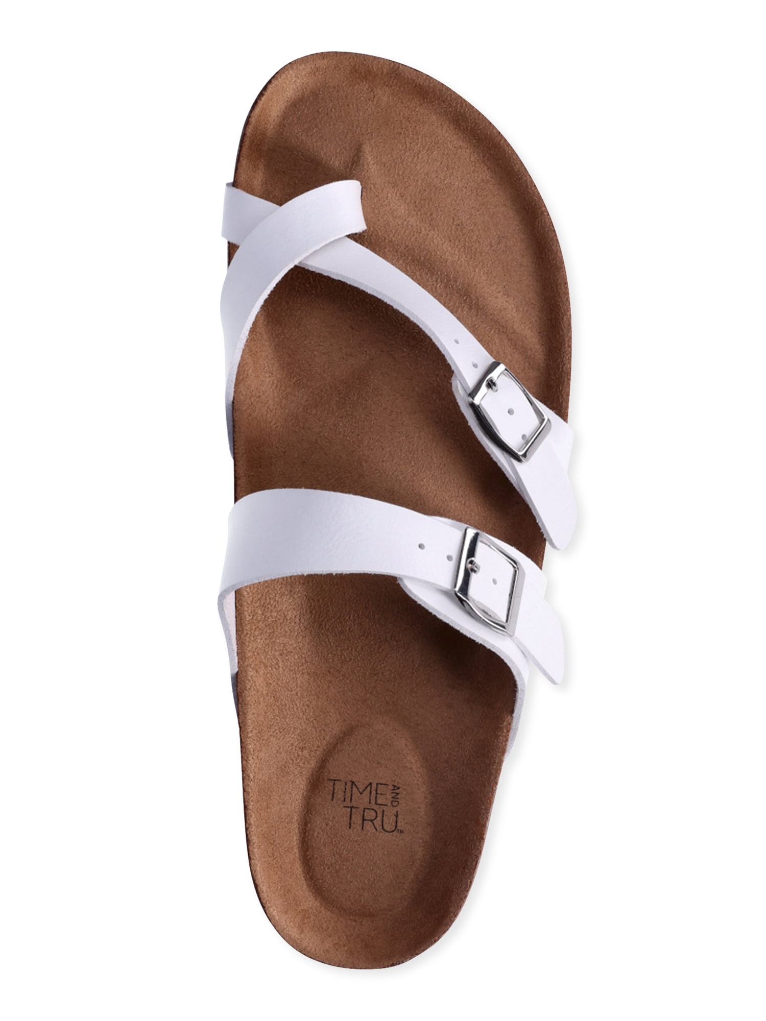 Time and Tru Women's Asymmetric Strap Flat Footbed Sandals, Sizes 6-11, Wide Width Available