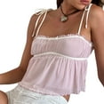 thumbnail image 2 of Women'S Peplum Going Out Tops Tie Shoulder Sleeveless Summer Top Pink XL, 2 of 9