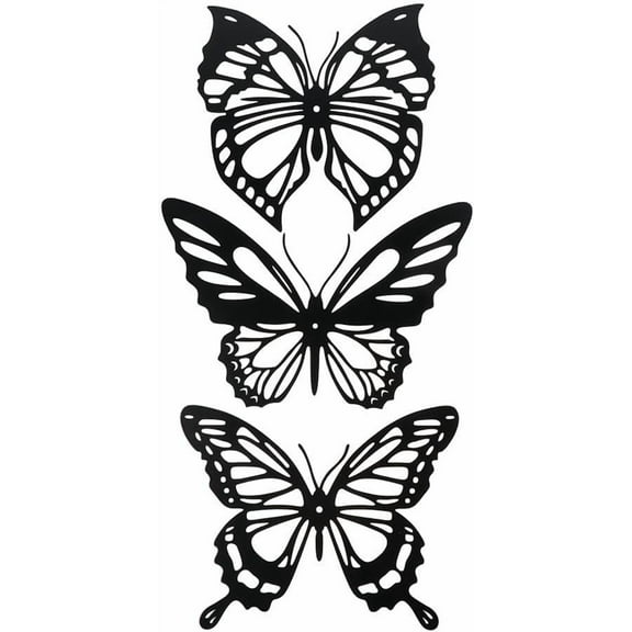 WYJ Outdoor 3 Pcs Black Wall Art Large Size Butterfly Easy Matching Metal Wall Decor Bedroom-0614