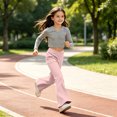 thumbnail image 7 of Girls Bell Bottom Leggings Flexible Knit Flare Trousers V‑crossover Tailored Fit Four‑way‑stretch Athletic Yoga Bottoms, 7 of 7