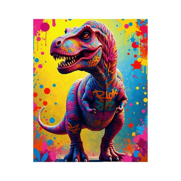 Paint By Numbers Kit for Adults Beginner - Colorful Graffiti Dinosaur Art DIY Canvas Painting Kits for Adults, Frameless Paint By Number for Adults for Home Wall Decor 16x20 Inch