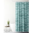 thumbnail image 3 of Nautical shower curtain, pastel colored ocean waves pattern, summer vibe inspired graphic, fabric bathroom decor set with hooks, 3 of 10