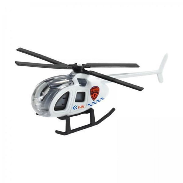 helicóptero de aleación fundido a escala 1/64, juguetes para niños, adorno, avión, recuerdo de fiesta, paquete de 2-4 2 piezas Modelo de helicóptero a escala 1/64 en vista 3/4 con carrocería blanca y cabina transparente, rotores superiores negros giratorios, cola y patines blancos con base negra, insignia naranja en el fuselaje; dimensiones 8.7×2.6×3.6 cm. Adecuado como juguete coleccionable o decoración de escritorio.