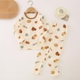 thumbnail image 3 of Girls Boys Fall Winter Pajamas Sets Cute Cartoon Prints Long Sleeve Tops Pants Casual Thermal Underwear Home Wear Outfits,Multicolor 1,5 Years, 3 of 3