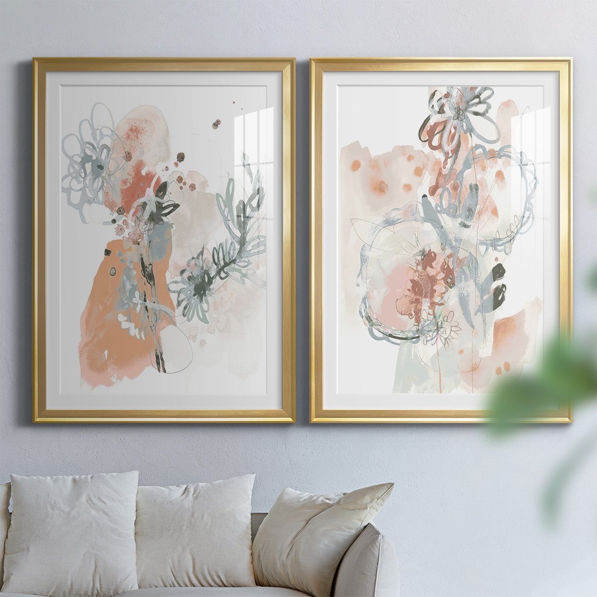 Wexford Home Petal Drift I Premium Framed Print, 18.5" x 24.5" - Ready to Hang, Gold (Set of 2)