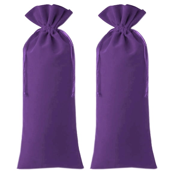 Bolsa de Vinos LongPouchPurple 2Pzas Morado 15x35cm Terciopelo Bolsa de Botella.