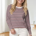 thumbnail image 2 of Godom Women Blouses Dressy Casual Autumn Winter Long Sleeve Shirts Crew Neck Striped Tunic Tops, 2 of 4