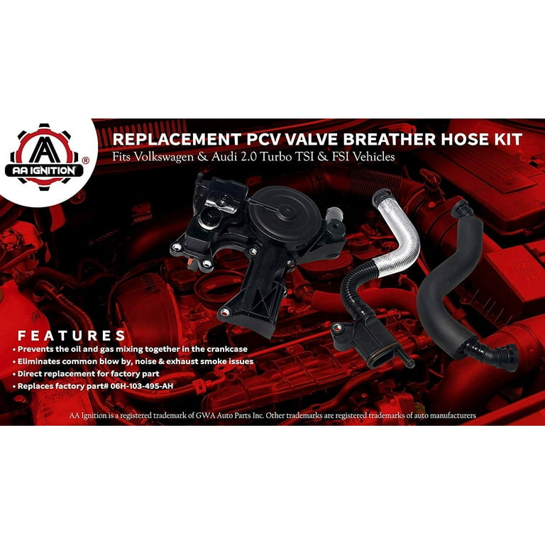 PCV Valve Engine Crankcase Vent Oil Separator Breather Hose Kit Fit for  Audi A3 A4 A5 Q5 TT VW Beetle CC Jetta Passat Tiguan Seat Skoda Replaces  06H103495AB, 06H103495AH, 06H103495B : 