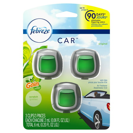 Febreze Car Air Freshener Vent Clips with Gain Scent, Original, 3