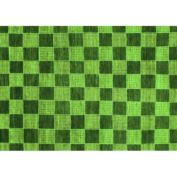 Ahgly Company Indoor Rectangle Checkered Green Modern Area Rugs, 8' x 12'