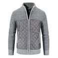 thumbnail image 2 of UTTOASFAY Mens Zip Up Knitted Cardigan Thick Sweater Stand Collar Fleece Lined Warm Silver 8(L), 2 of 8