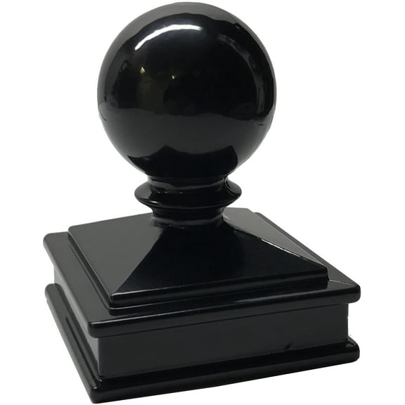 2.5" x 2.5" Aluminium Ball Top Post Cap for Metal Posts - Pressure Fit - Black
