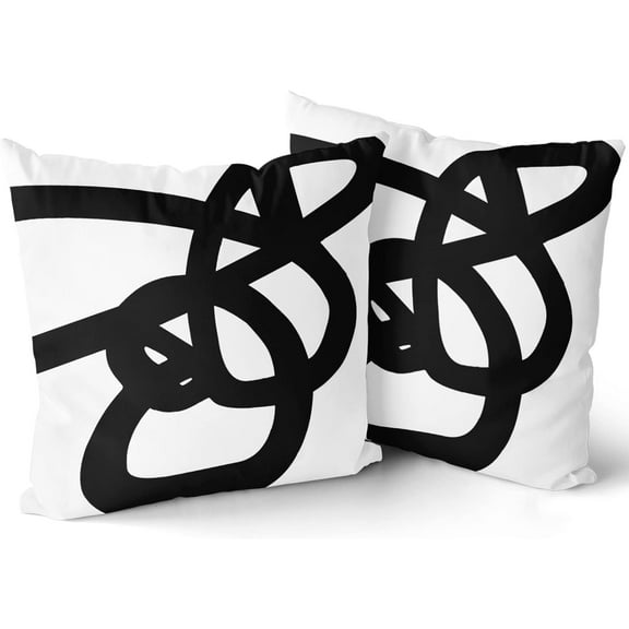 Black and White Pillow Covers 18X18 in Abstract Modern Graffiti Art Line Decorative Couch Pillow Cases with Zipper Set of 2 Boho Home Decor for Living Room Bedroom Bed Cushion Outdoor