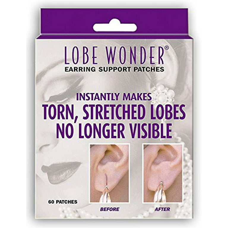 Lobe Wonder - The ORIGINAL Ear Lobe Support Patch for Pierced Ears -  Eliminates the Look of Torn or Stretched Piercings - Protects Healthy Ear  Lobes from Tearing - 60 Patches - Clear & Latex-Free : Health & Household 
