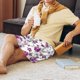 thumbnail image 5 of Balery Violets Flowers Pantalones cortos de pijama de punto de algodón para hombre con cinturilla y bolsillos-Medium, 5 of 6